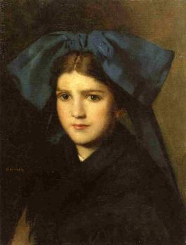 Portrait of a Young Girl with a Bow in Her Hair